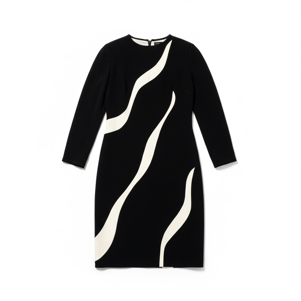 Vintage 90s Bill Blass Dress Neiman Marcus Black White Silk Lined Womens Small